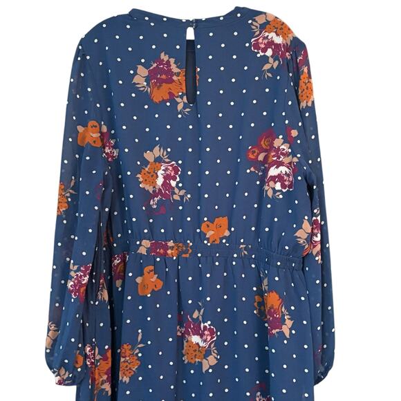 ModCloth Made Marvelous Floral Maxi Chiffon Dress Blue 3X Cottagecore Feminine - Picture 5 of 10